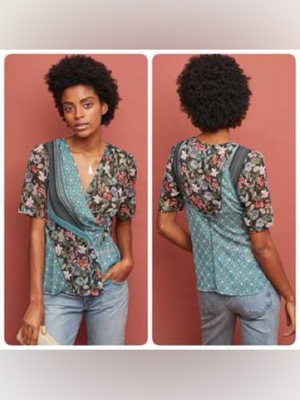 Anthropologie brand Tiny "Lovely Patchwork"  True Wrap Top Size XS